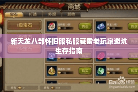 新天龙八部怀旧服私服藏雷老玩家避坑生存指南