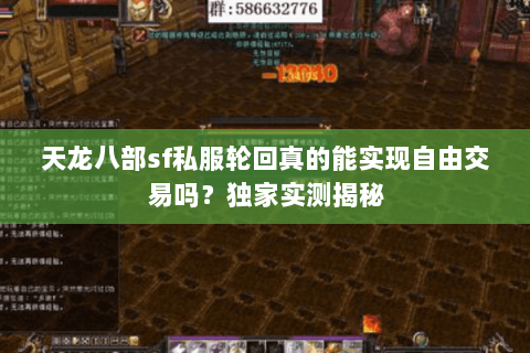 天龙八部sf私服轮回真的能实现自由交易吗？独家实测揭秘