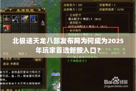 北极速天龙八部发布网为何成为2025年玩家首选新服入口？
