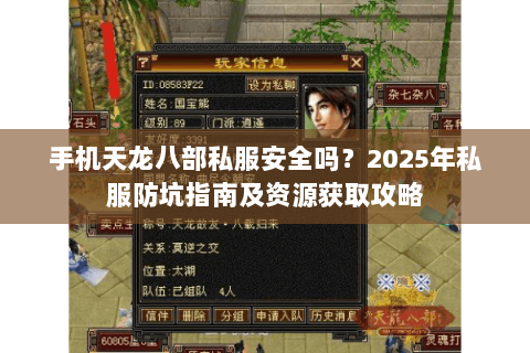 手机天龙八部私服安全吗？2025年私服防坑指南及资源获取攻略