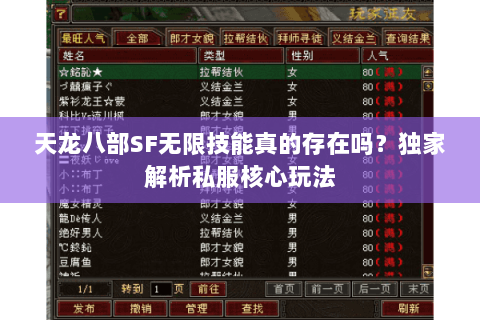 天龙八部SF无限技能真的存在吗？独家解析私服核心玩法