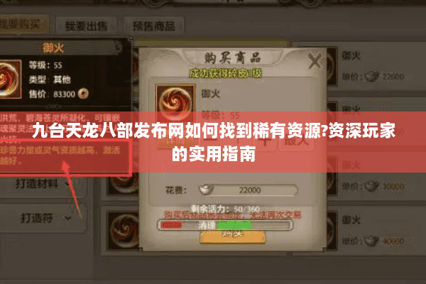 九台天龙八部发布网如何找到稀有资源?资深玩家的实用指南