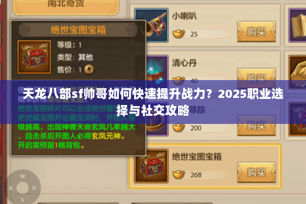 天龙八部sf帅哥如何快速提升战力？2025职业选择与社交攻略