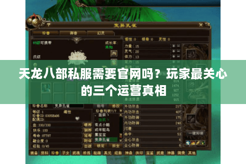 天龙八部私服需要官网吗？玩家最关心的三个运营真相