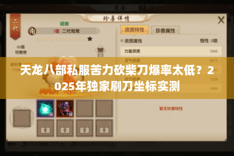 天龙八部私服苦力砍柴刀爆率太低？2025年独家刷刀坐标实测