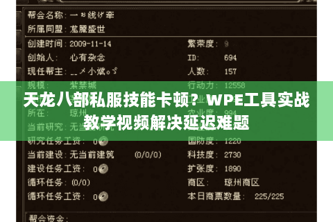 天龙八部私服技能卡顿？WPE工具实战教学视频解决延迟难题