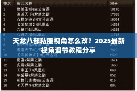 天龙八部私服视角怎么改？2025最新视角调节教程分享