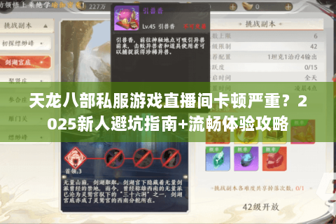 天龙八部私服游戏直播间卡顿严重？2025新人避坑指南+流畅体验攻略