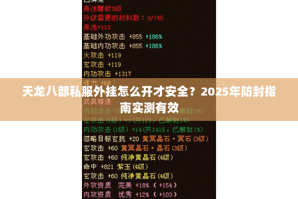 天龙八部私服外挂怎么开才安全？2025年防封指南实测有效