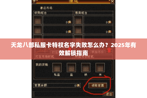 天龙八部私服卡特权名字失败怎么办？2025年有效解锁指南