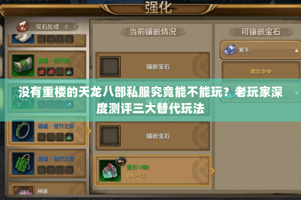 没有重楼的天龙八部私服究竟能不能玩？老玩家深度测评三大替代玩法