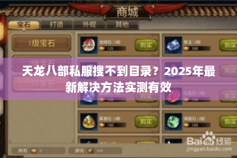 天龙八部私服搜不到目录?2025年最新解决方法实测有效 天龙八部私服搜不到目录?2025年最新解决方法实测有效