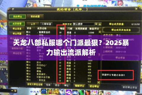 天龙八部私服哪个门派最狠？2025暴力输出流派解析