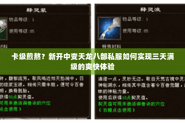 卡级煎熬?新开中变天龙八部私服如何实现三天满级的爽快体验 卡级煎熬?新开中变天龙八部私服如何实现三天满级的爽快体验