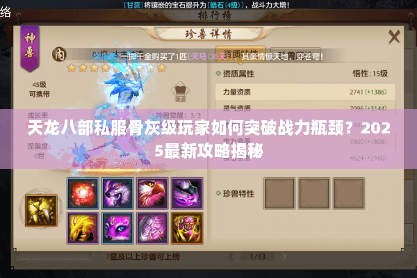 天龙八部私服骨灰级玩家如何突破战力瓶颈?2025最新攻略揭秘 天龙八部私服骨灰级玩家如何突破战力瓶颈?2025最新攻略揭秘
