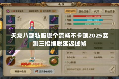 天龙八部私服哪个流畅不卡顿2025实测三招摆脱延迟掉帧