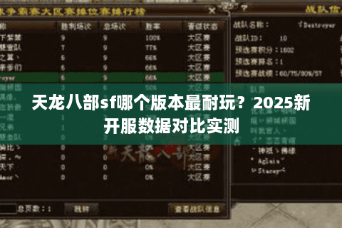 天龙八部sf哪个版本最耐玩?2025新开服数据对比实测 天龙八部sf哪个版本最耐玩?2025新开服数据对比实测