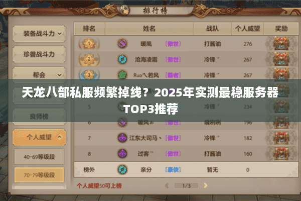 天龙八部私服频繁掉线?2025年实测最稳服务器TOP3推荐 天龙八部私服频繁掉线?2025年实测最稳服务器TOP3推荐