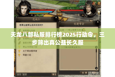 天龙八部私服排行榜2025行动令，三步筛出真公益长久服