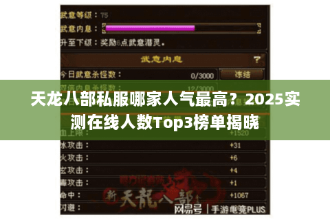 天龙八部私服哪家人气最高？2025实测在线人数Top3榜单揭晓