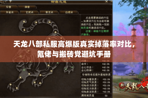 天龙八部私服高爆版真实掉落率对比，氪佬与搬砖党避坑手册