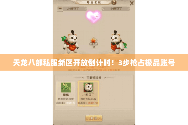 天龙八部私服新区开放倒计时！3步抢占极品账号