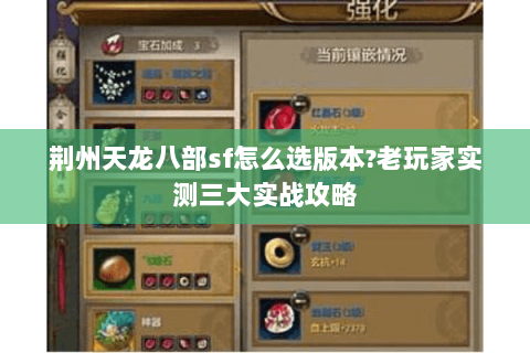 荆州天龙八部sf怎么选版本?老玩家实测三大实战攻略