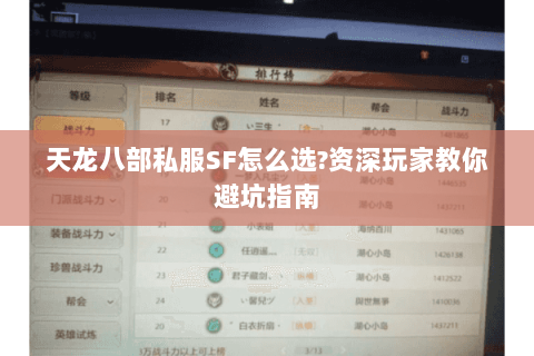 天龙八部私服SF怎么选?资深玩家教你避坑指南