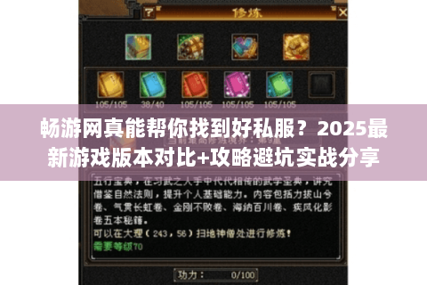 畅游网真能帮你找到好私服？2025最新游戏版本对比+攻略避坑实战分享