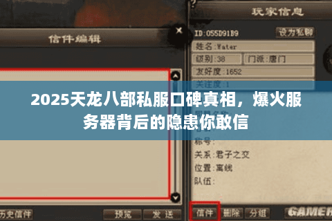 2025天龙八部私服口碑真相，爆火服务器背后的隐患你敢信