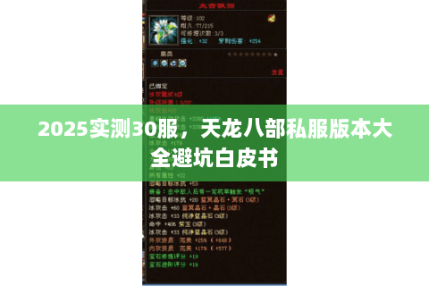2025实测30服，天龙八部私服版本大全避坑白皮书