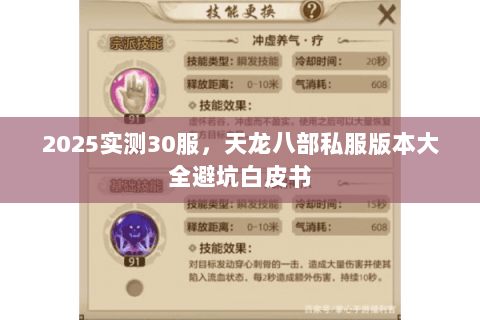 2025实测30服，天龙八部私服版本大全避坑白皮书