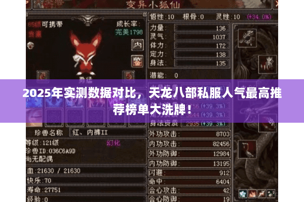 2025年实测数据对比，天龙八部私服人气最高推荐榜单大洗牌！