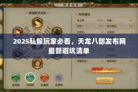 2025私服玩家必看，天龙八部发布网最新避坑清单