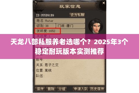 天龙八部私服养老选哪个？2025年3个稳定耐玩版本实测推荐