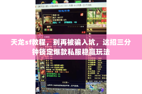 天龙sf教程，别再被骗入坑，这招三分钟锁定爆款私服稳赢玩法
