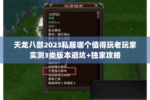 天龙八部2023私服哪个值得玩老玩家实测3类版本避坑+独家攻略
