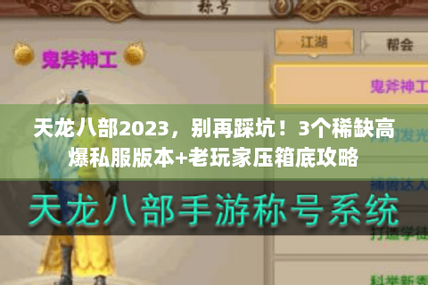 天龙八部2023，别再踩坑！3个稀缺高爆私服版本+老玩家压箱底攻略