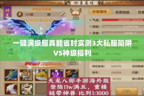 一键满级服真能省时实测3大私服陷阱VS神级福利