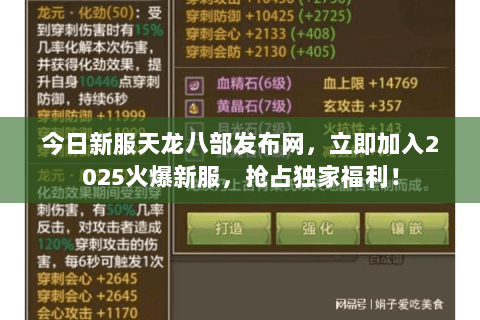 今日新服天龙八部发布网，立即加入2025火爆新服，抢占独家福利！