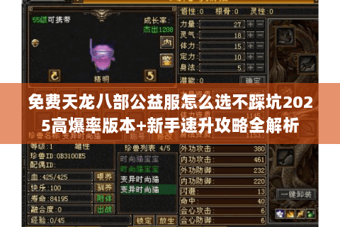 免费天龙八部公益服怎么选不踩坑2025高爆率版本+新手速升攻略全解析