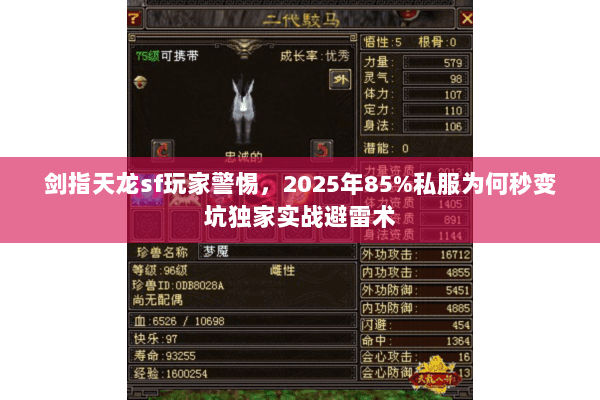 剑指天龙sf玩家警惕，2025年85%私服为何秒变坑独家实战避雷术