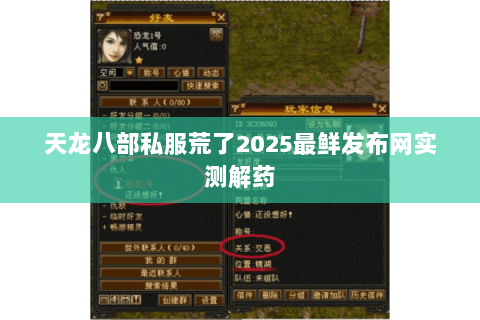 天龙八部私服荒了2025最鲜发布网实测解药
