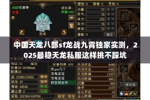 中国天龙八部sf龙战九霄独家实测，2025最稳天龙私服这样挑不踩坑