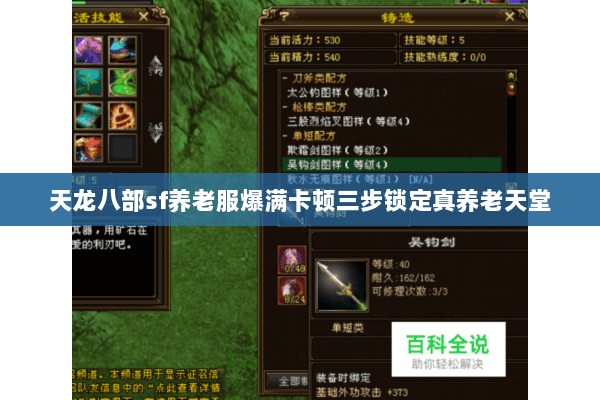 天龙八部sf养老服爆满卡顿三步锁定真养老天堂