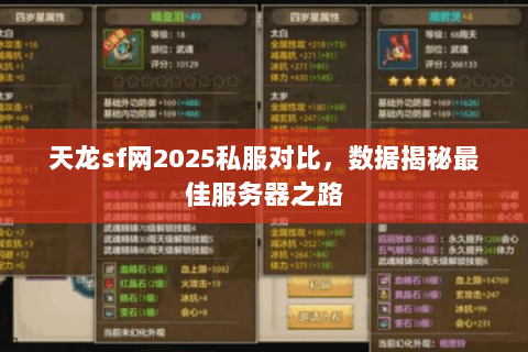 天龙sf网2025私服对比，数据揭秘最佳服务器之路