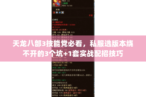 天龙八部3技能党必看,私服选版本绕不开的3个坑+1套实战配招技巧 天龙八部3技能党必看,私服选版本绕不开的3个坑+1套实战配招技巧