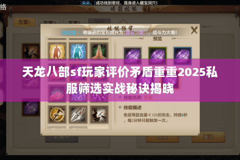 天龙八部sf玩家评价矛盾重重2025私服筛选实战秘诀揭晓