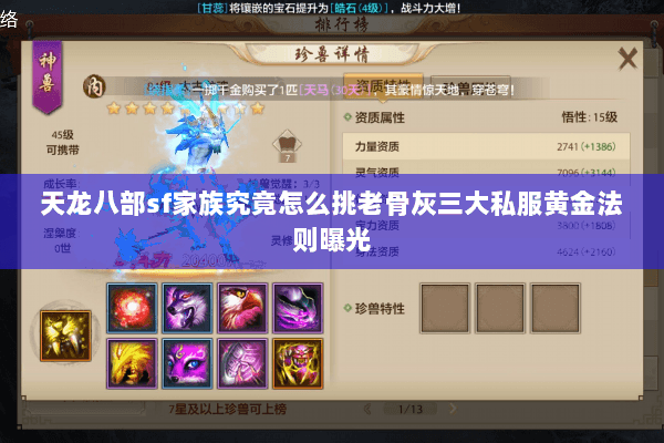 天龙八部sf家族究竟怎么挑老骨灰三大私服黄金法则曝光