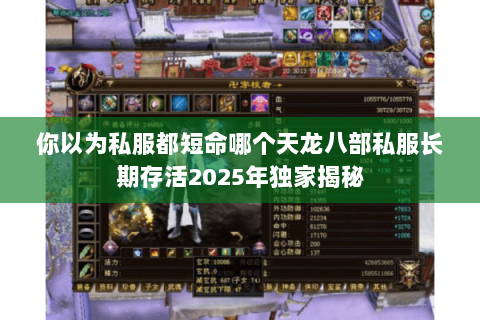 你以为私服都短命哪个天龙八部私服长期存活2025年独家揭秘